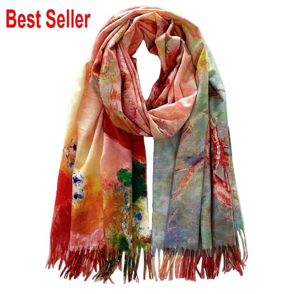 Reversible Art Print Shawl Wrap Double Sided Large Soft Warm Pashmina Stole